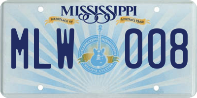 MS license plate MLW008