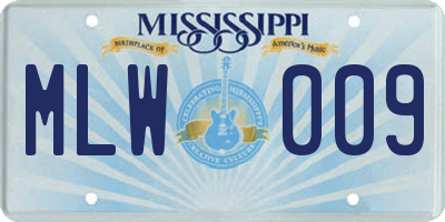 MS license plate MLW009