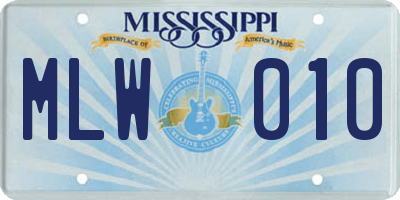 MS license plate MLW010