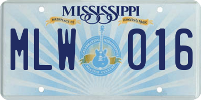 MS license plate MLW016
