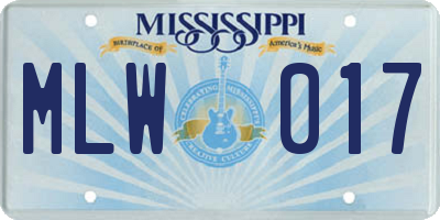 MS license plate MLW017