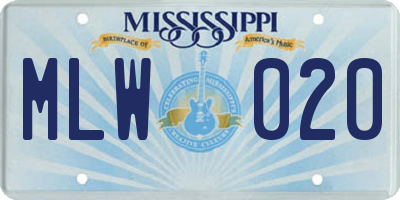 MS license plate MLW020