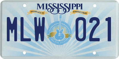 MS license plate MLW021