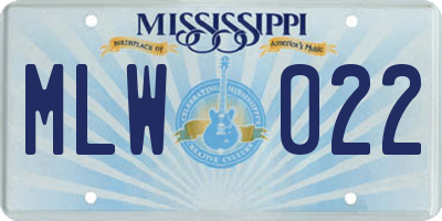 MS license plate MLW022