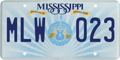 MS license plate MLW023