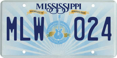 MS license plate MLW024