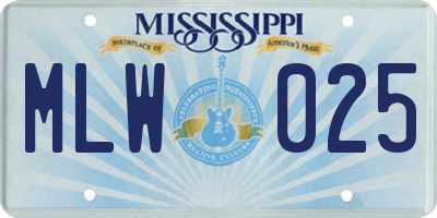 MS license plate MLW025