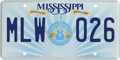 MS license plate MLW026
