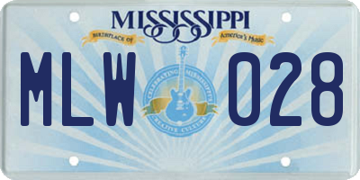 MS license plate MLW028