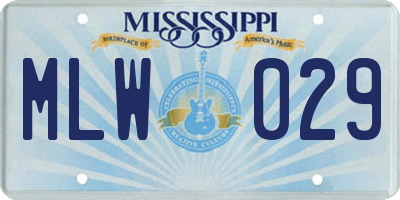 MS license plate MLW029