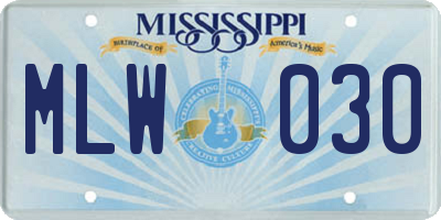 MS license plate MLW030