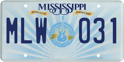 MS license plate MLW031
