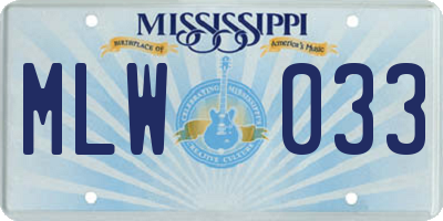 MS license plate MLW033