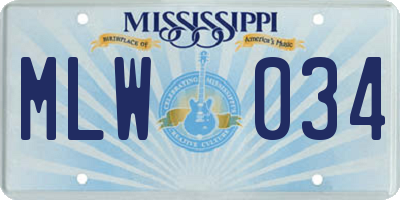 MS license plate MLW034