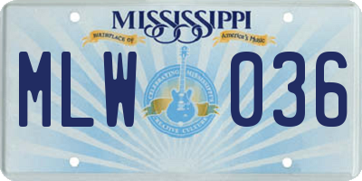MS license plate MLW036