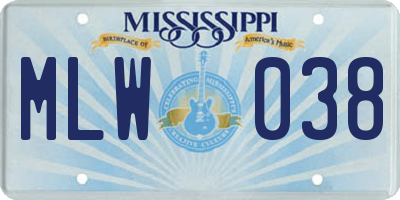 MS license plate MLW038