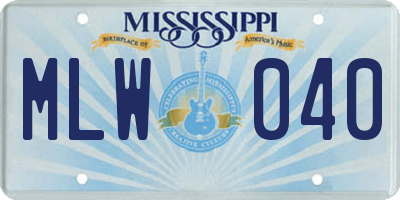 MS license plate MLW040