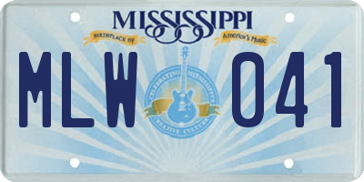 MS license plate MLW041