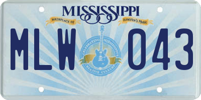 MS license plate MLW043
