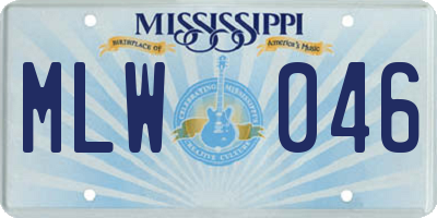MS license plate MLW046
