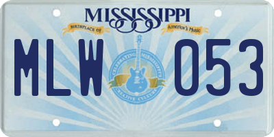 MS license plate MLW053