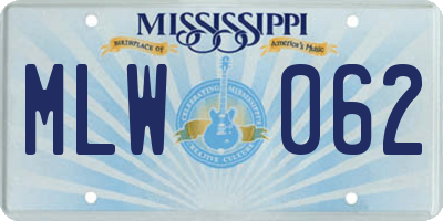 MS license plate MLW062