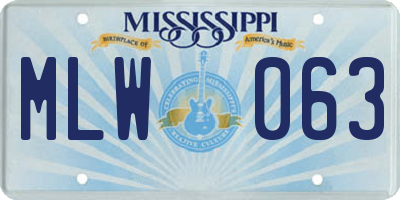 MS license plate MLW063
