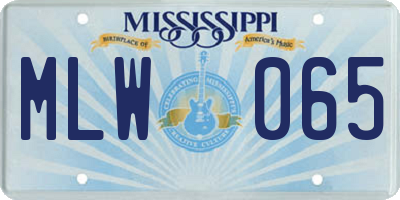 MS license plate MLW065