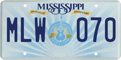 MS license plate MLW070