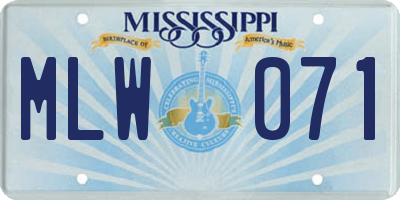 MS license plate MLW071