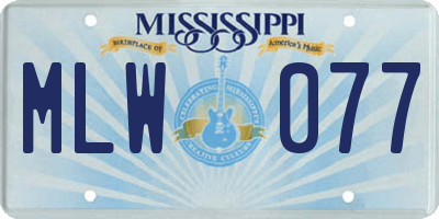 MS license plate MLW077
