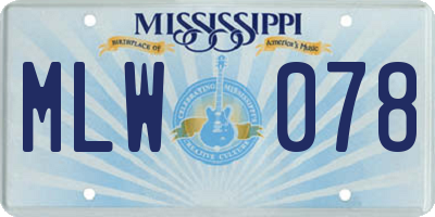 MS license plate MLW078