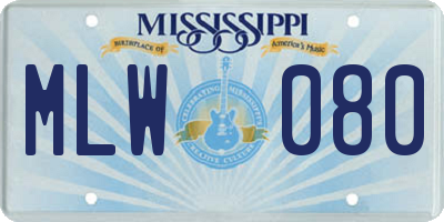 MS license plate MLW080