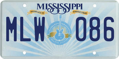 MS license plate MLW086