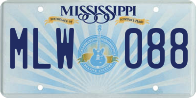 MS license plate MLW088