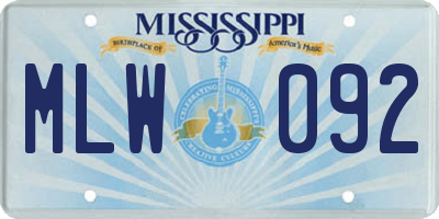 MS license plate MLW092