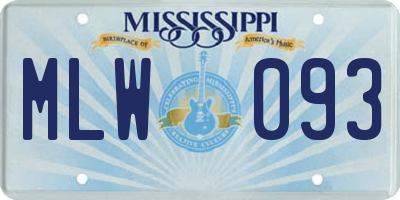 MS license plate MLW093