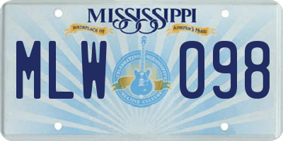 MS license plate MLW098