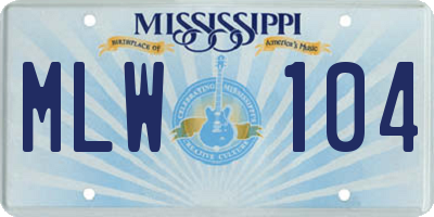 MS license plate MLW104