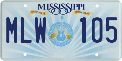 MS license plate MLW105
