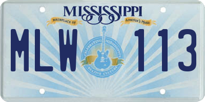 MS license plate MLW113