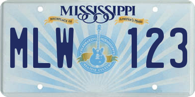 MS license plate MLW123