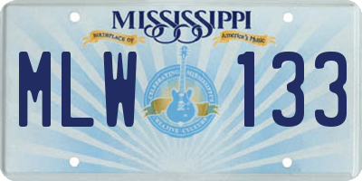 MS license plate MLW133