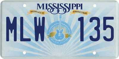 MS license plate MLW135