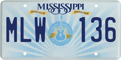 MS license plate MLW136