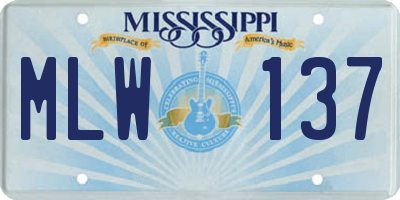 MS license plate MLW137