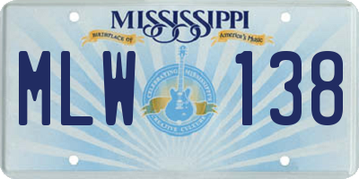 MS license plate MLW138