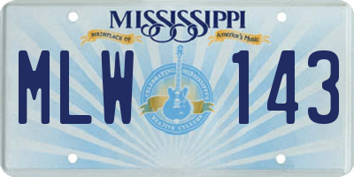 MS license plate MLW143