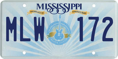 MS license plate MLW172