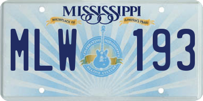 MS license plate MLW193